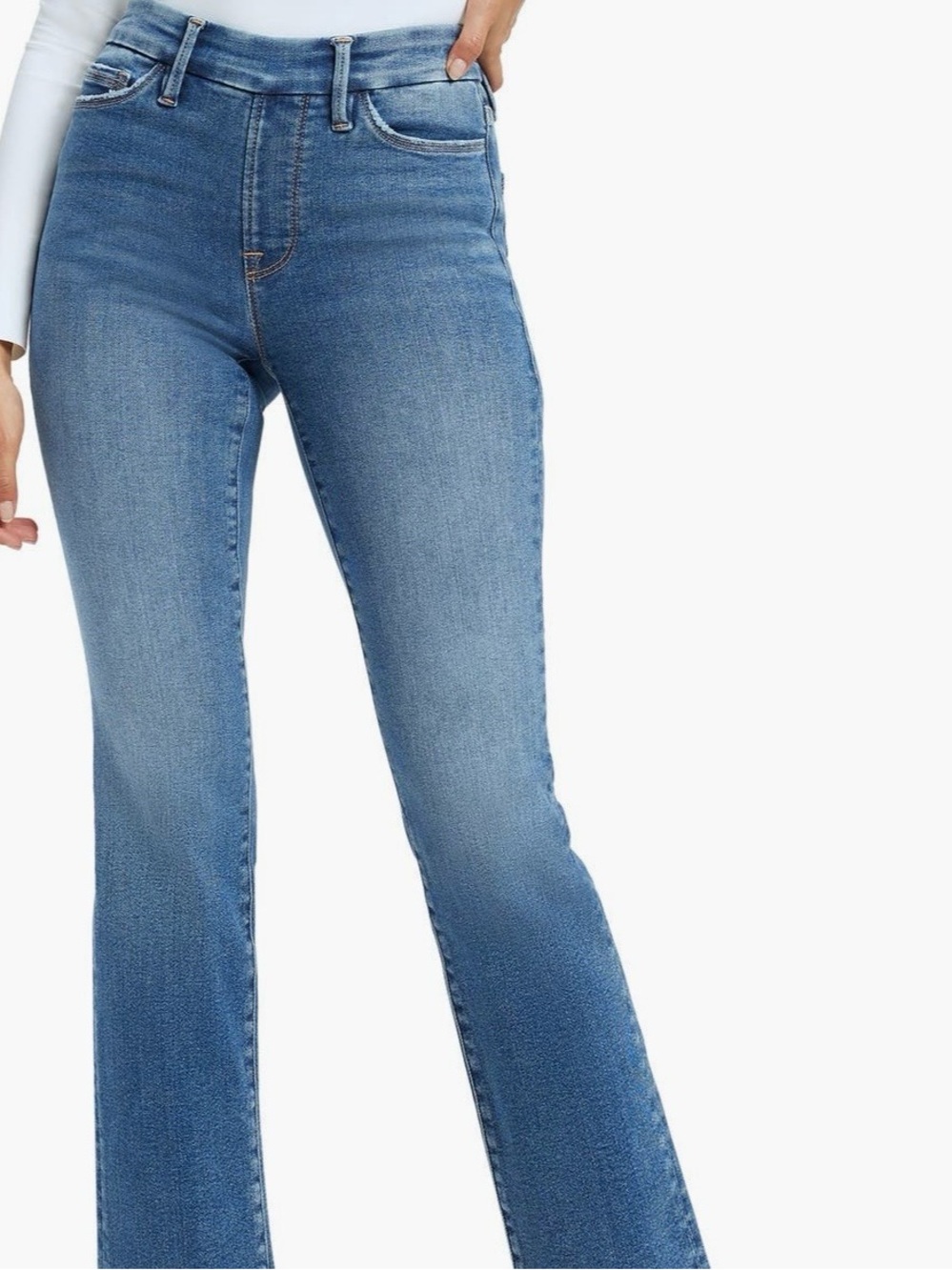 Good American Pull On Straight Leg Jeans Medium
